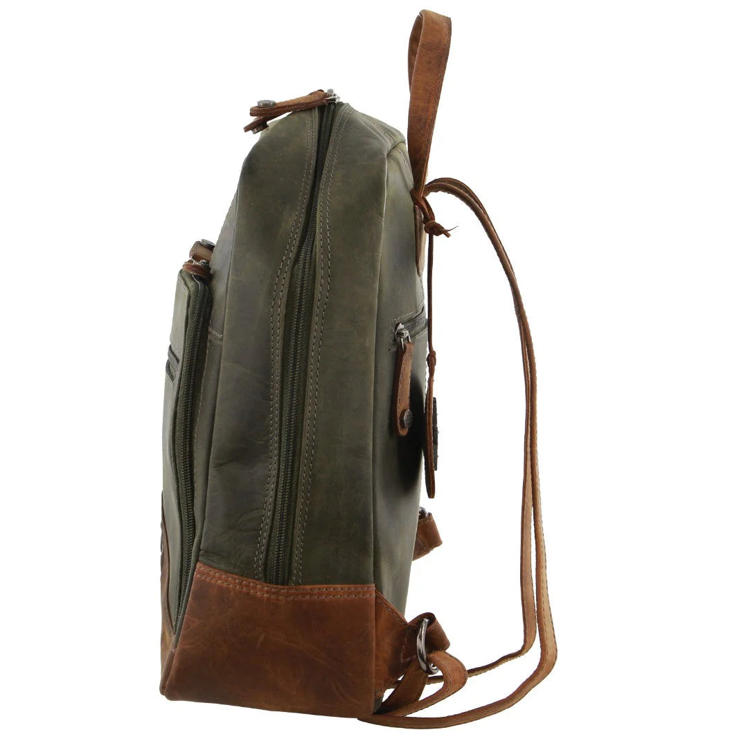 Billy The Kid Olive Leather Backpack