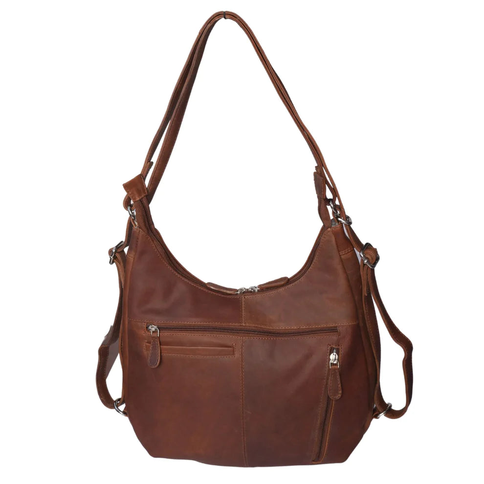 Cenzoni Oil Pull Up Women's Leather Convertible backpack