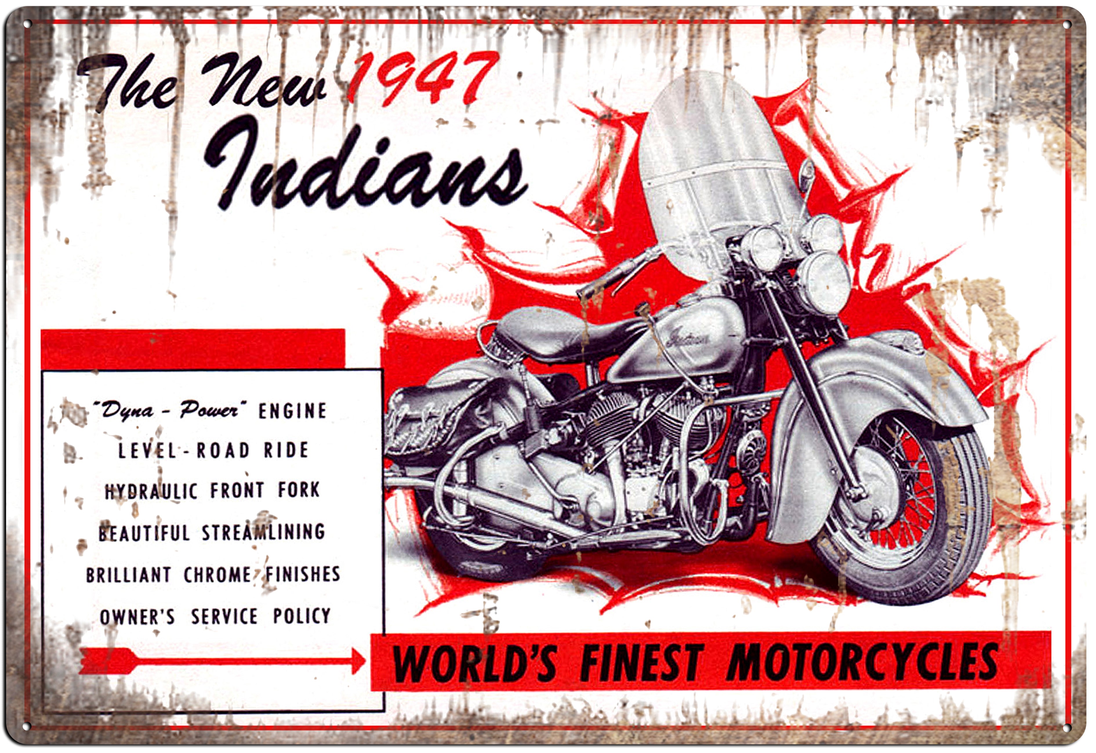 1947 INDIAN TIN SIGN