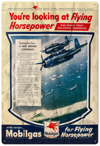 FLYING HORSEPOWER TIN SIGN