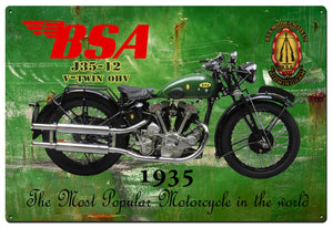 1935 BSA MOTO TIN SIGN