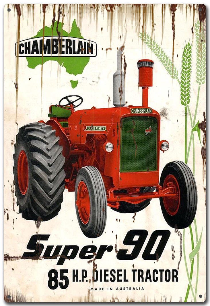 SUPER 90 TRACTOR TIN SIGN