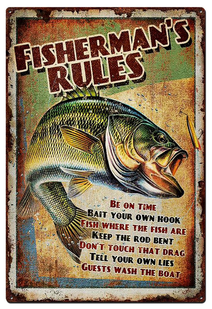 FISHING RULES2 TIN SIGN