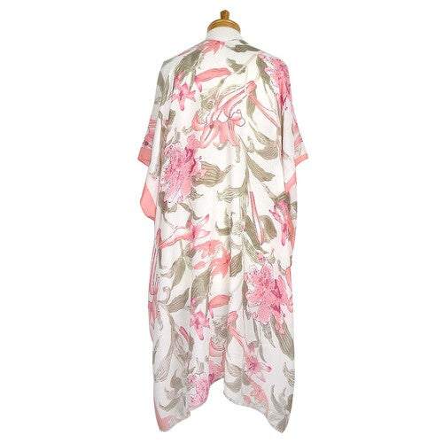 White: Floral Print Kimono