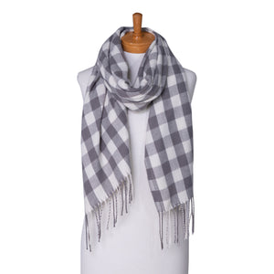 Taylor Hill Grey White: Gingham Scarf